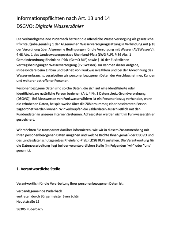 Digitale Wasserzahler Datenschutzerklaerung